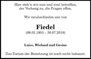 Fiedel (Hans-Jürgen Fiedler): Traueranzeige